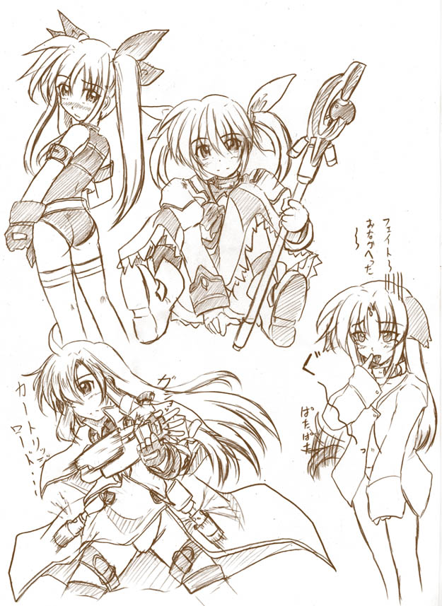 4girls, animal_ears, arf, arm_belt, bad_anatomy, belt, bow, brown