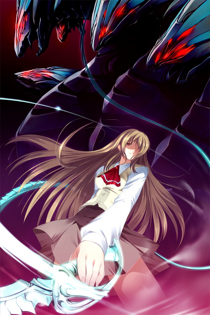 00s, 1girl, brown_hair, circus_(studio), fujino_shizuru, highres, long_hair, mai_hime:_the_another