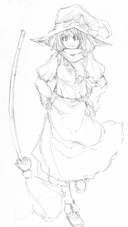 1girl, braid, broom, female, haru, haru_(fujinomori), hat, kirisame_marisa