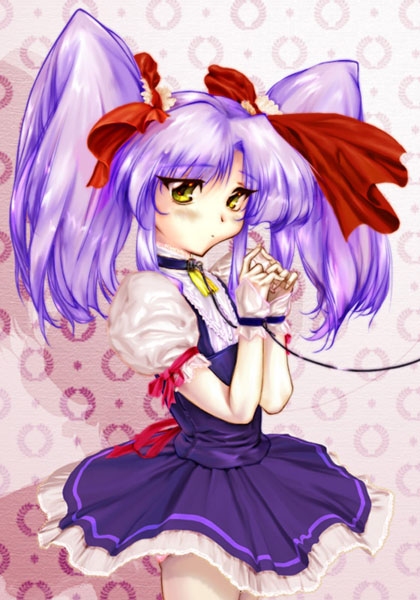 bdsm, blue_hair, blush, collar, dress, hair_ribbon, hechi, hoshino_ruri