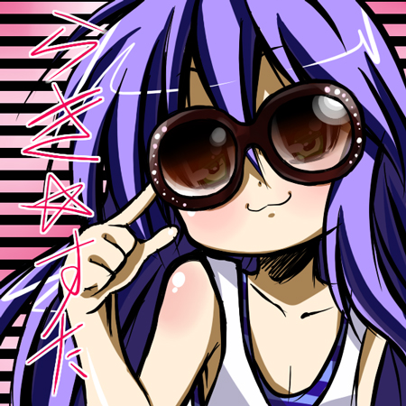 :3, glasses, izumi_konata, lowres, lucky_star, nukunuku, sunglasses