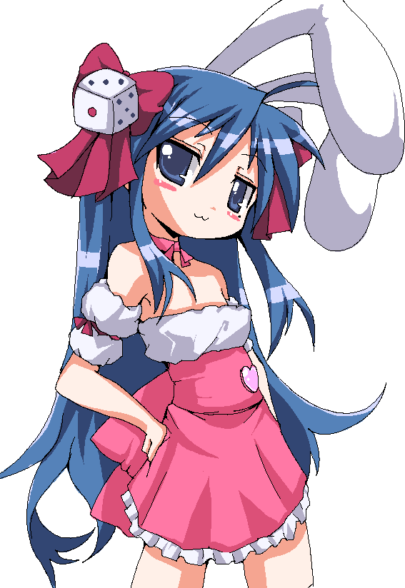 1girl, cosplay, crossover, di_gi_charat, hair_ornament, izumi_konata, lucky_star, raiden_(artist)