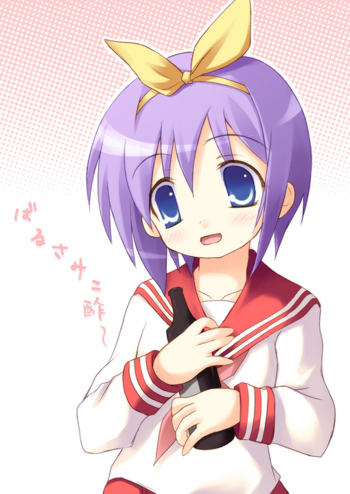 1girl, balsamic_vinegar, blue_eyes, blue_hair, blush, hair_ribbon, hiiragi_tsukasa, lucky_star