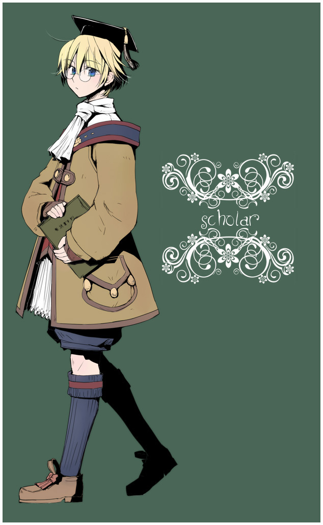 1girl, bangs, blue_eyes, blue_legwear, book, closed_mouth, coat, cravat