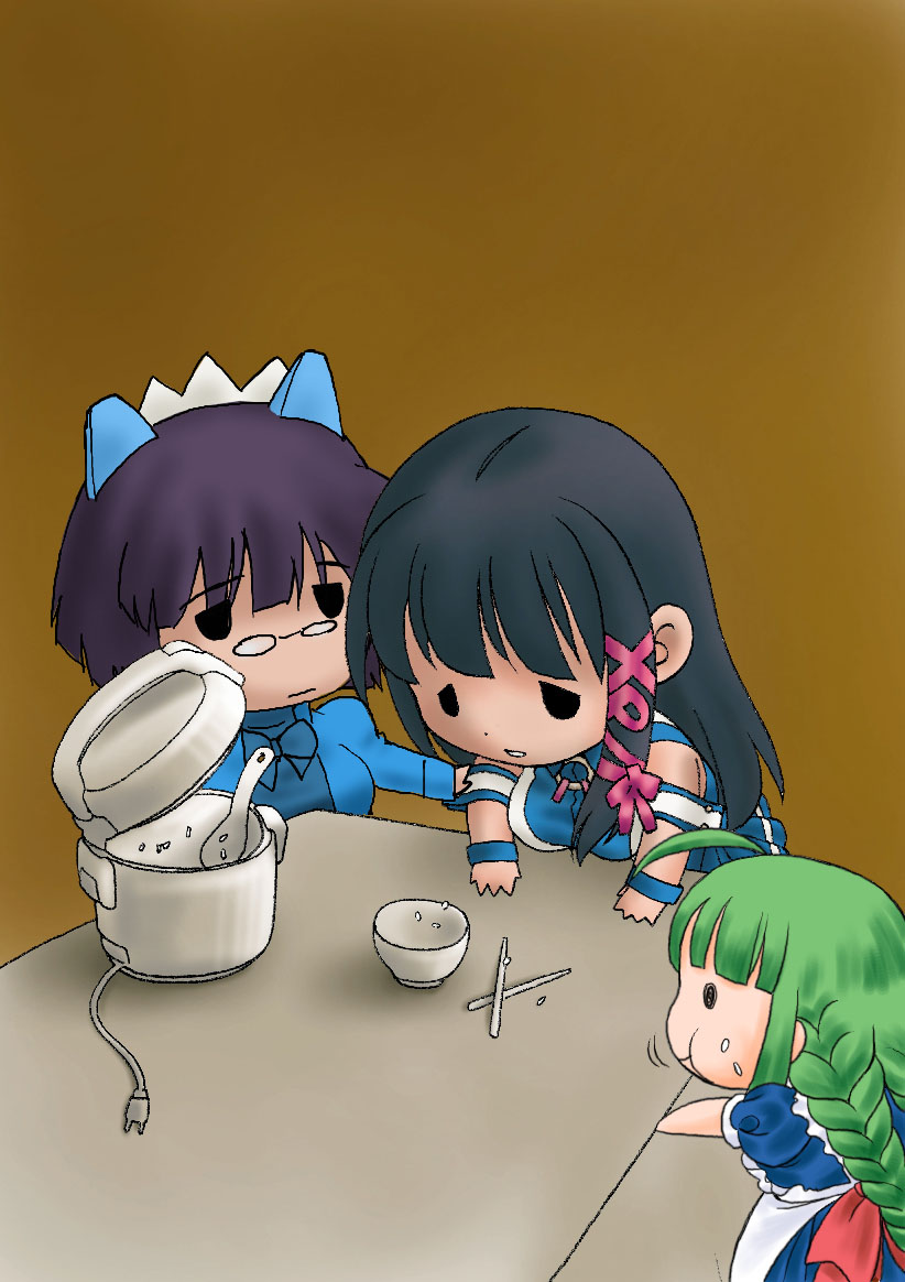2k-tan, 3girls, fine_art_parody, glasses, hungry, i_asked_for_scrambled, me-tan, multiple_girls