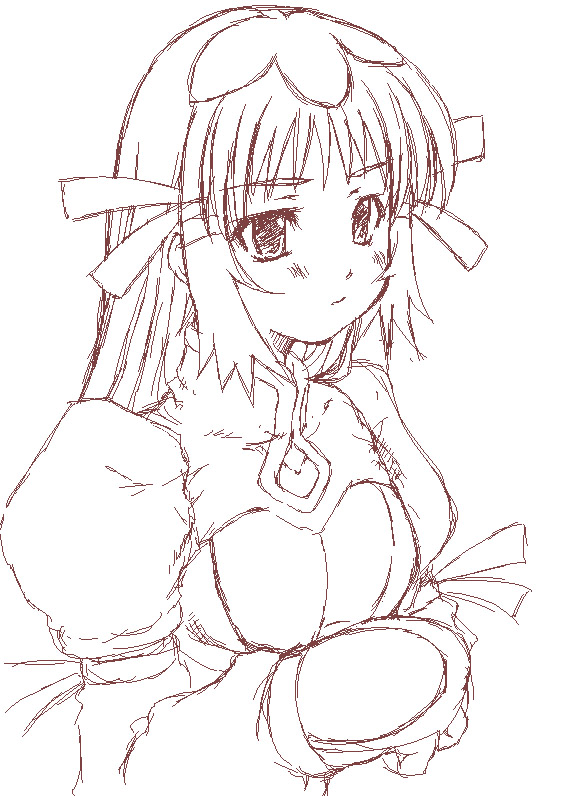 1girl, breasts, brown, cleavage, gekkou_ookami, monochrome, re_mii, solo, white_background, zoids, zoids_genesis
