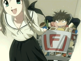 00s, animated, animated_gif, futaba_rentarou, futakoi, lowres, qvga, running, screencap, shirogane_souju, shopping_cart