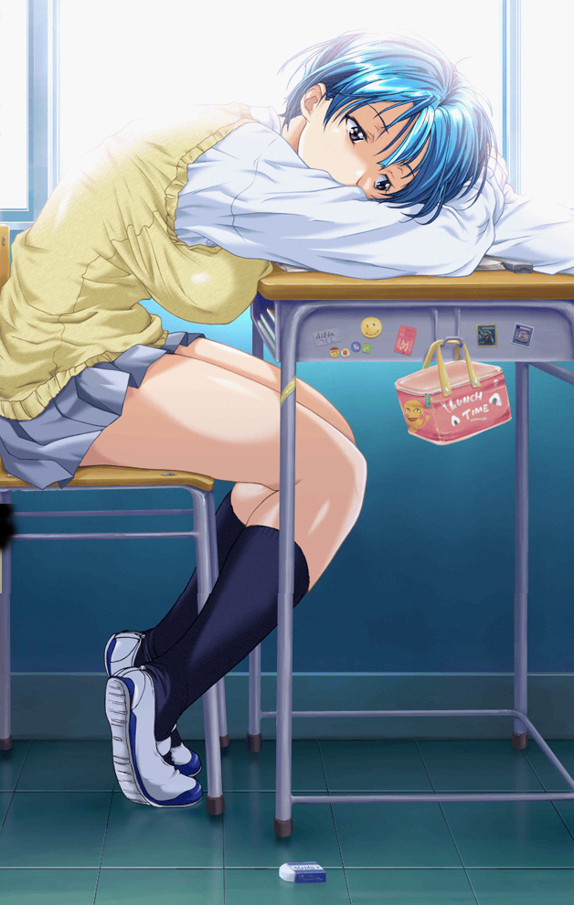 1girl, breasts, green_(game), hirose_mariko, honda_naoki, large_breasts, original, pleated_skirt