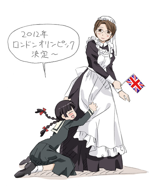 2girls, apron, crossover, emma, emma_(victorian_romance_emma), london, maid, maid_apron