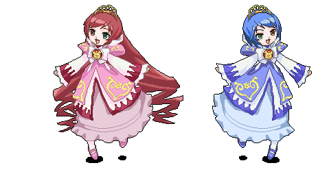 2girls, animated, animated_gif, crossover, dancing, fine, fushigiboshi_no_futago_hime, heterochromia