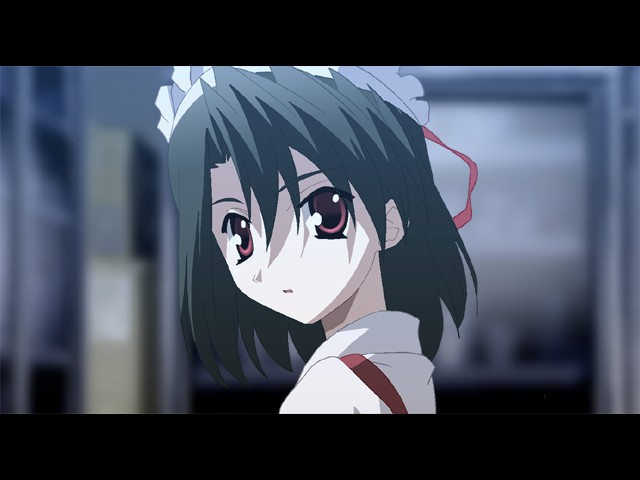 00s, 0verflow, 1girl, black_hair, brown_hair, game_cg, hair_ribbon, kiyoura_setsuna