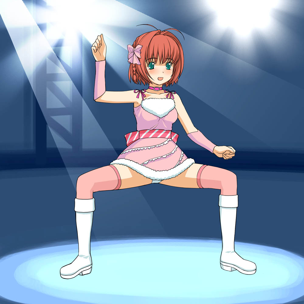 1girl, a1, boots, collar, cosplay, crossover, cute_&amp;_girly_(idolmaster), dress