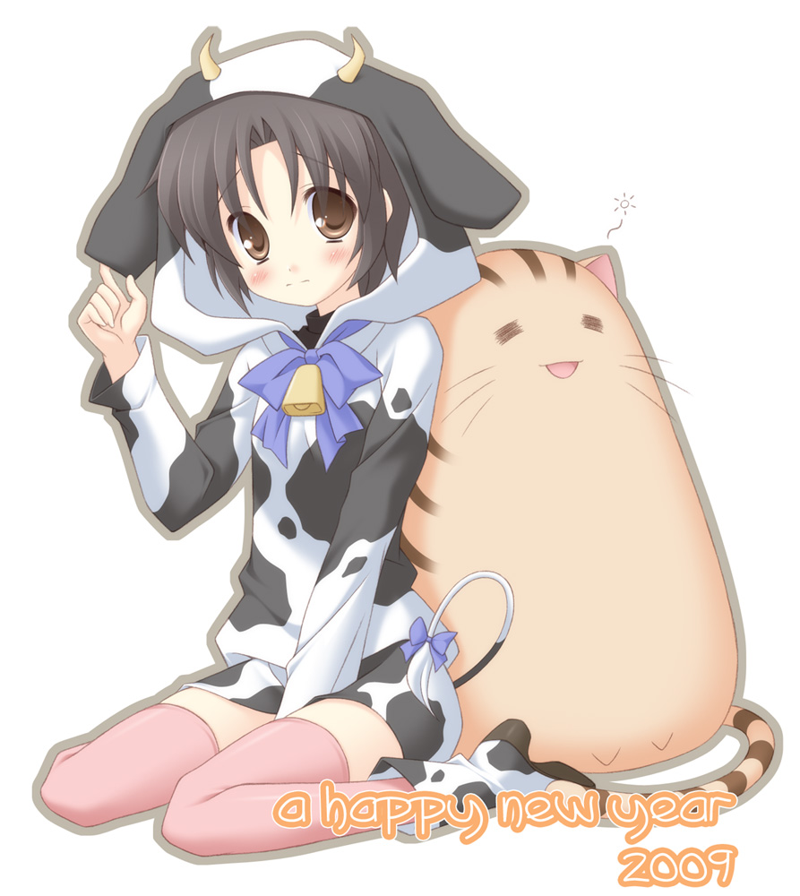 cat, cow_print, crossdressing, crossdressinging, doruji, hisane, hood, kneeling