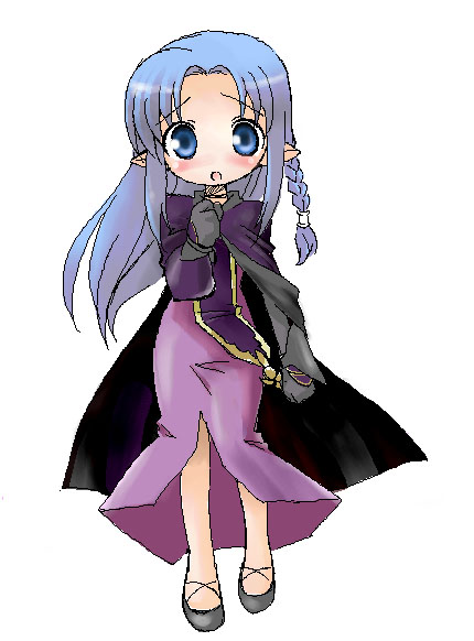 1girl, braid, caster, chibi, dress, fate/stay_night, fate_(series), long_dress