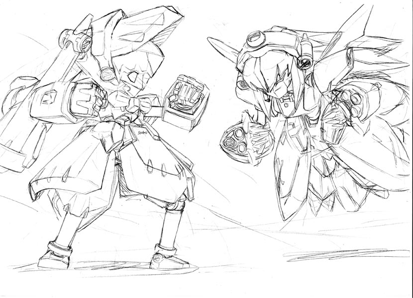 00s, irigomame, mecha, monochrome, rozen_maiden, shinku, sketch, suigintou