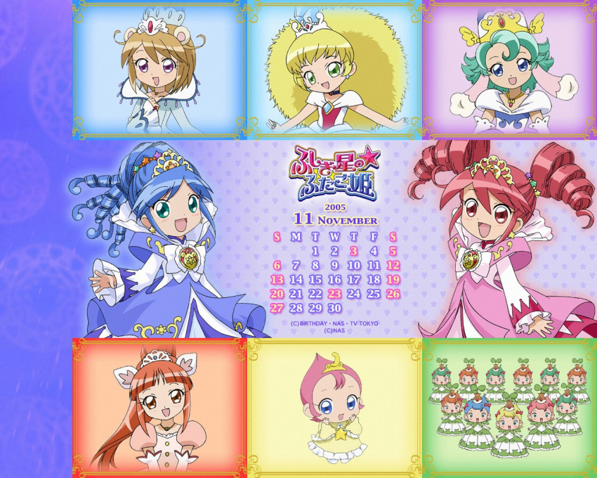 00s, 2005, 6+girls, altessa, blonde_hair, calendar, diamond, everyone