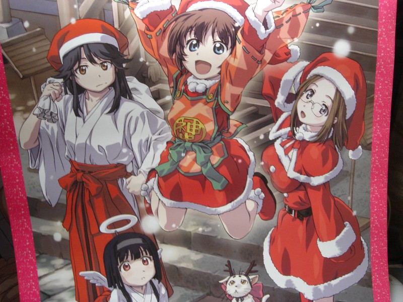 4girls, :d, adapted_costume, antlers, badphoto, black_hair, blonde_hair, blue_eyes