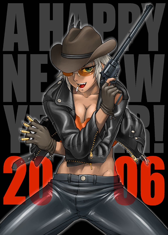 00s, 1girl, 2006, bang-you, between_fingers, breasts, bullet, cigarette