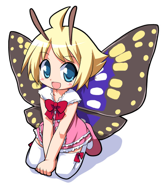 1boy, antennae, blonde_hair, fairy, full_body, insect_wings, male_focus, mary_janes