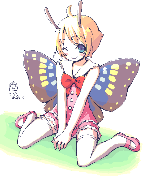 1boy, antennae, fairy, full_body, insect_wings, kimarin, male_focus, mary_janes