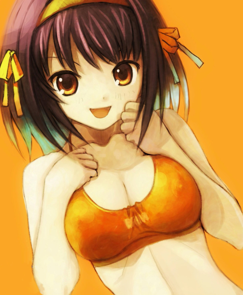 breasts, brown_eyes, brown_hair, cleavage, dutch_angle, highres, kobayashi_yuji, kobayashi_yuuji
