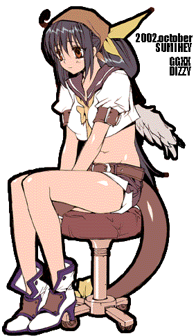 1girl, arc_system_works, boots, dizzy, guilty_gear, head_scarf, lowres, pirate