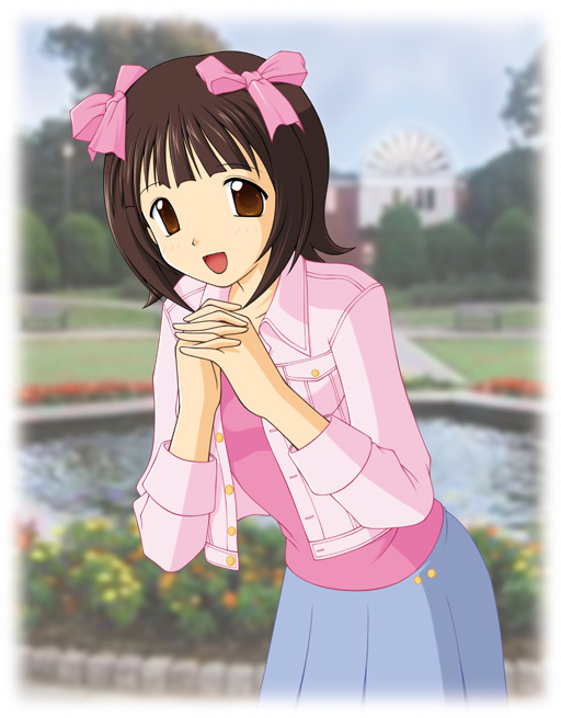 1girl, amami_haruka, brown_eyes, brown_hair, ebihara_kyousuke, idolmaster, open_mouth, ribbon