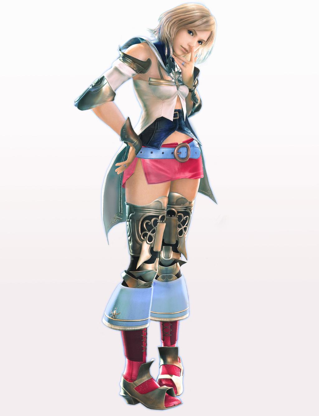 1girl, 3d, armor, armored_boots, ashelia_b'nargin_dalmasca, bare_shoulders, belt, belt_buckle