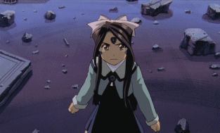 1girl, 90s, aa_megami-sama, angel, animated, animated_gif, facial_mark, forehead_mark