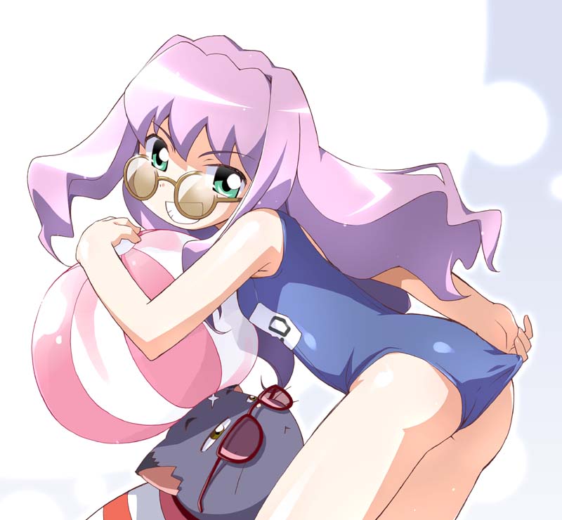 adjusting_clothes, adjusting_swimsuit, ball, beachball, hiro_hiroki, mashiro_blan_de_windbloom, mikoto_(my-otome), minagi_mikoto
