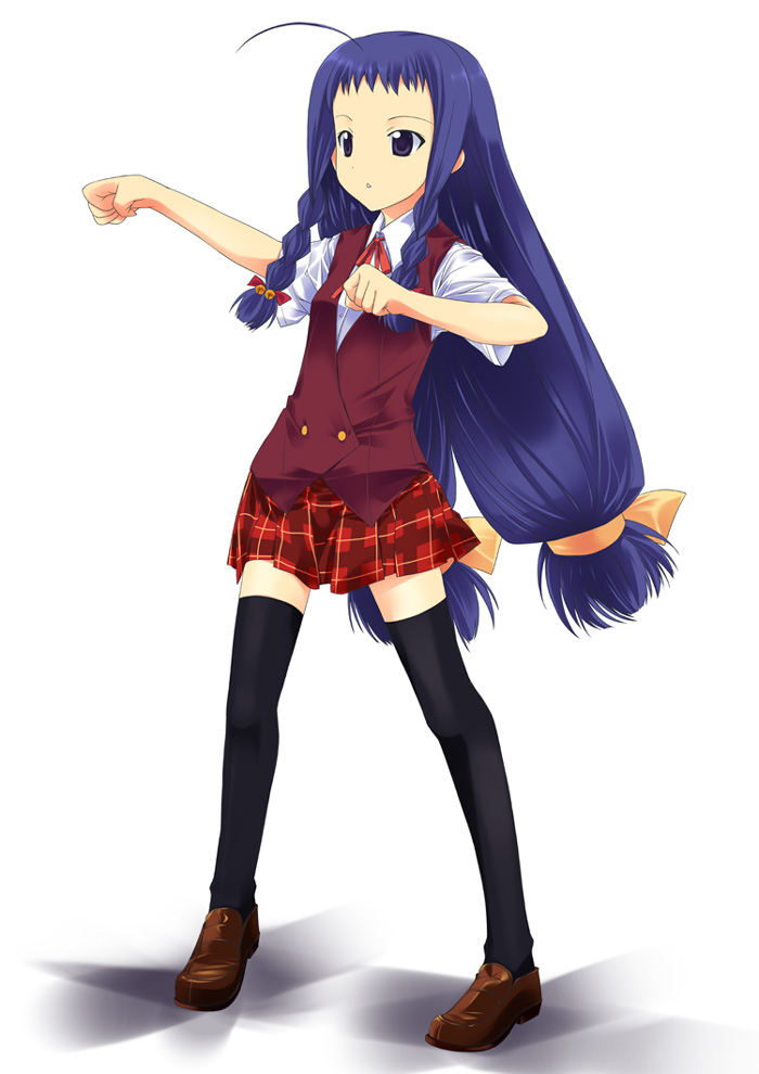 ayase_yue, bakaranger, mahou_sensei_negima!, mizuki_makoto, plaid, plaid_skirt, skirt, thigh-highs