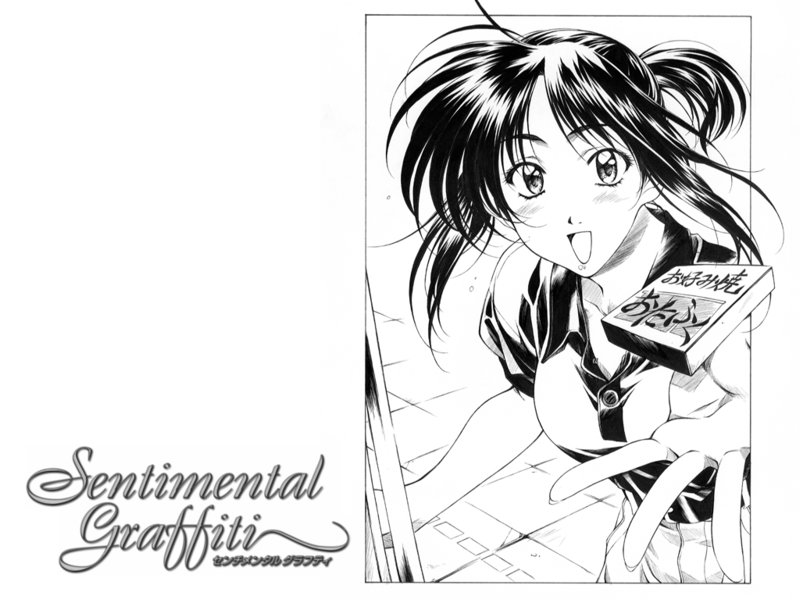 1girl, 90s, monochrome, morii_kaho, sentimental_graffiti, solo