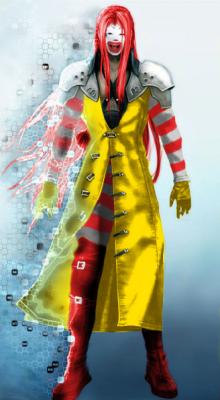1boy, crossover, final_fantasy, final_fantasy_vii, final_fantasy_vii_advent_children, lowres, male_focus, mcdonald's