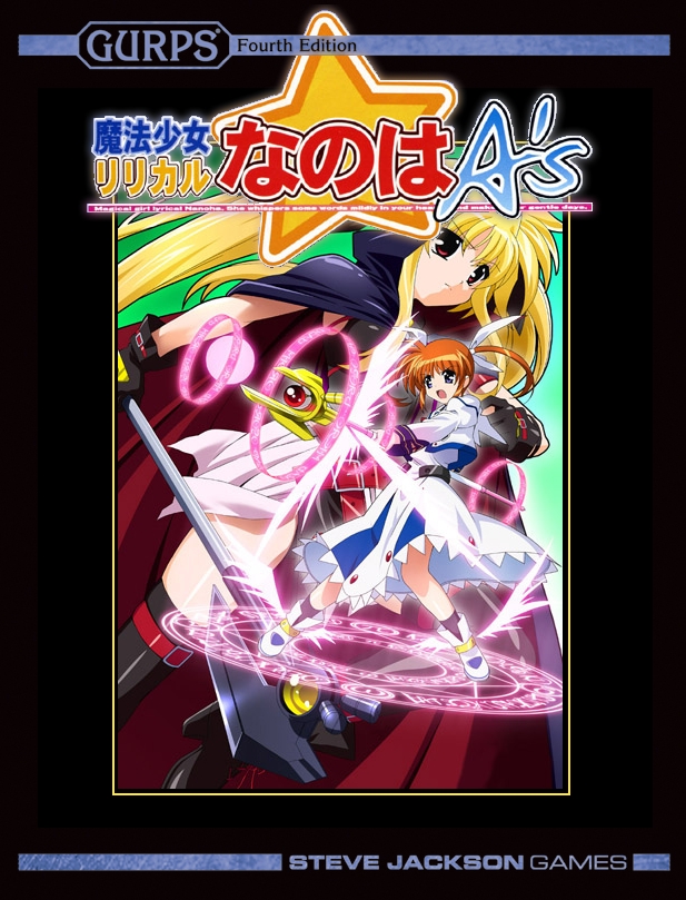 2girls, bardiche, blonde_hair, cape, crossover, fate_testarossa, gloves, gurps, lyrical_nanoha, magic_circle, magical_girl, mahou_shoujo_lyrical_nanoha, mahou_shoujo_lyrical_nanoha_a's, multiple_girls, photoshop, raising_heart, shoes, takamachi_nanoha, twintails, winged_shoes, wings