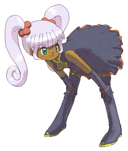 00s, 1girl, aliasing, bent_over, black_gloves, breasts, dark_skin, full_body