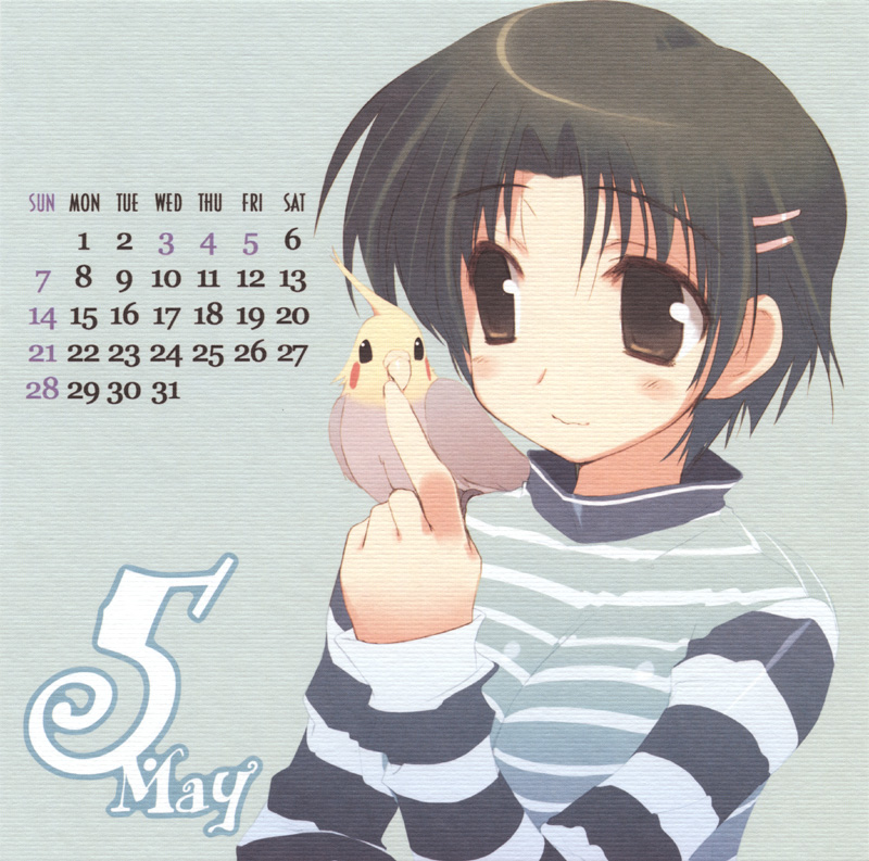 00s, 1girl, 2006, amazuyu_tatsuki, animal, animal_on_shoulder, bird, bird_on_shoulder