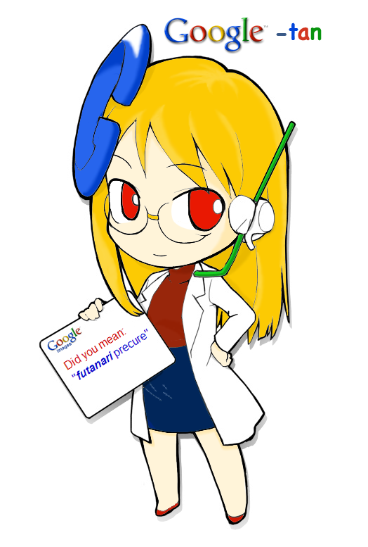 00s, 1girl, chibi, colored, futari_wa_precure, google, google-tan, hard_translated, hinemosu_notari, os-tan, precure, pun, solo, translated