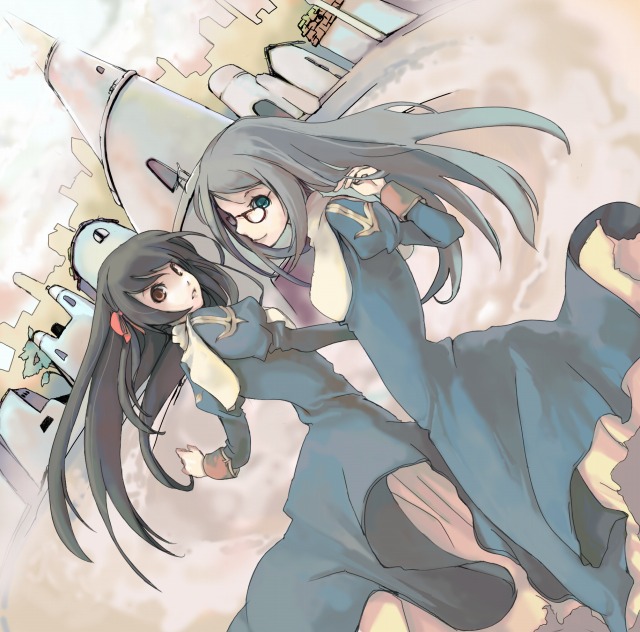 bow, dress, glasses, hair_bow, multiple_girls, murakami, murakami_mame, priest