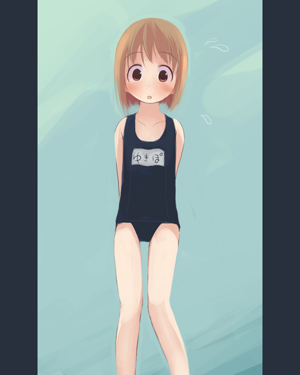 1girl, hagiwara_yukiho, hako_(dollspro), idolmaster, name_tag, one-piece_swimsuit, school_swimsuit, solo