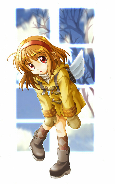 1girl, :o, ahoge, ajino_hiraki_(mount_punch), backpack, bag, boots, brown_hair