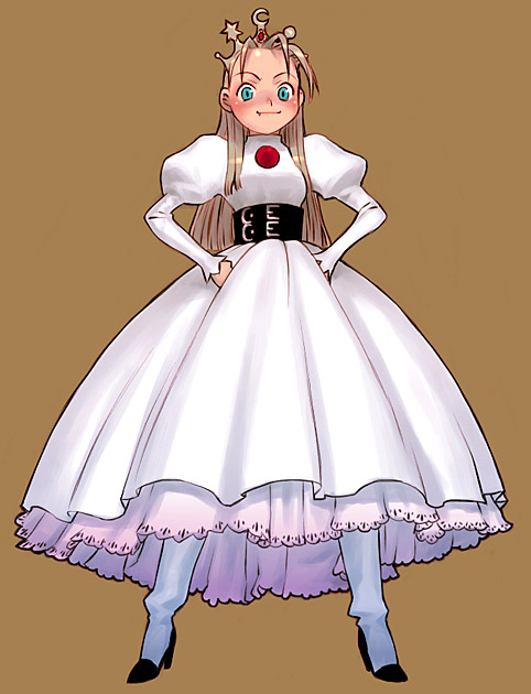 1girl, bell_line_gown, capcom, cyberbots, devilot_de_deathsatan_ix, dress, forehead, gown