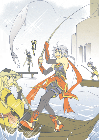 2boys, 2girls, blonde_hair, boat, bow, braid, castle, elbow_gloves