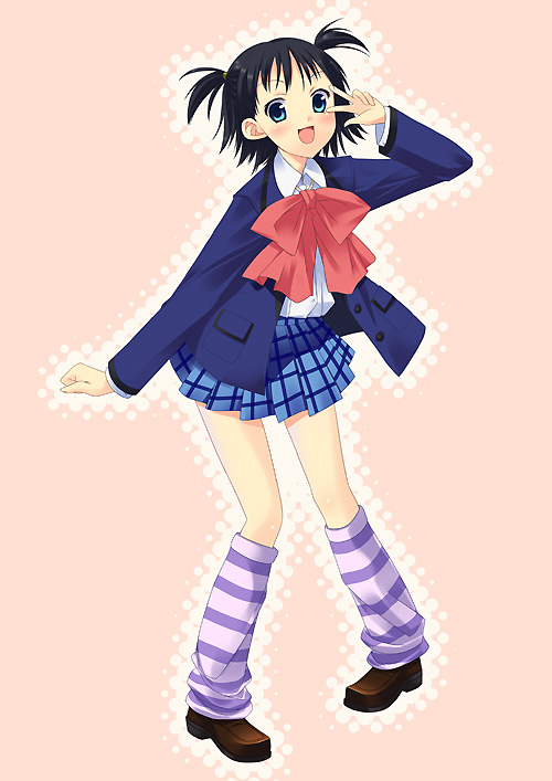 1girl, :d, black_hair, blazer, blue_eyes, bow, ikue_ogawa, joshi_kousei