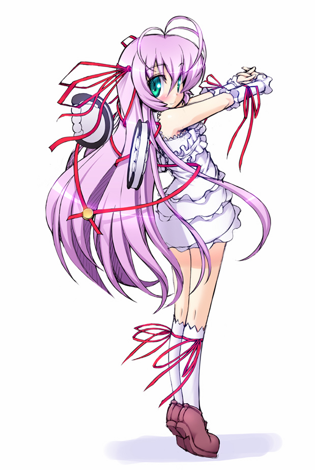 00s, 1girl, al_azif, antenna_hair, demonbane, detached_wings, green_eyes, hair_ribbon