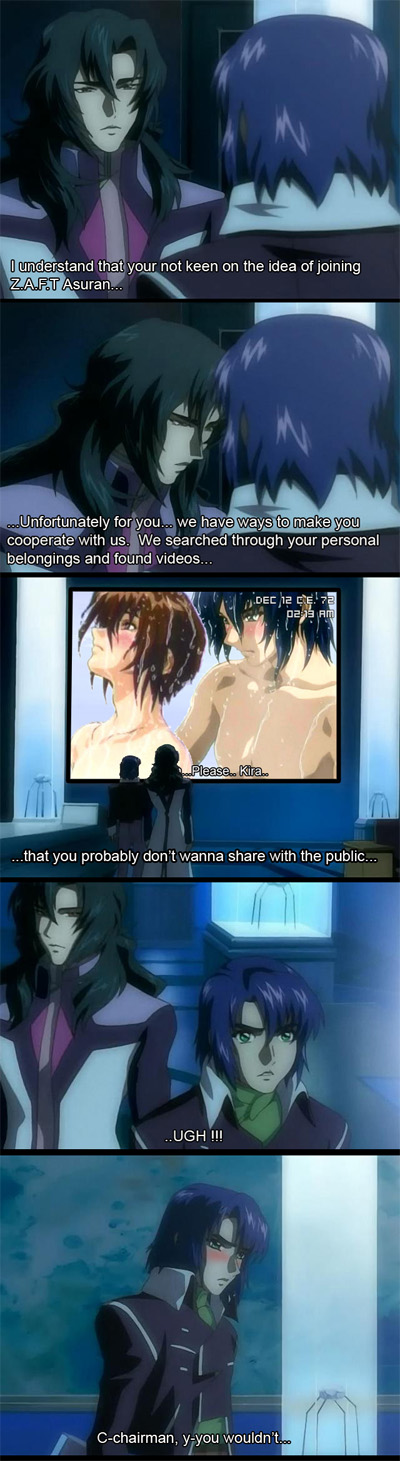 00s, 3boys, athrun_zala, blackmail, comic, gilbert, gilbert_durandal, gundam