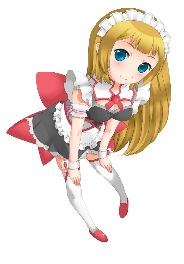 blonde_hair, blue_eyes, maid, pitan_(unknown07), ribbon, ribbons, shishidou_imoko, sora_wo_kakeru_shoujo