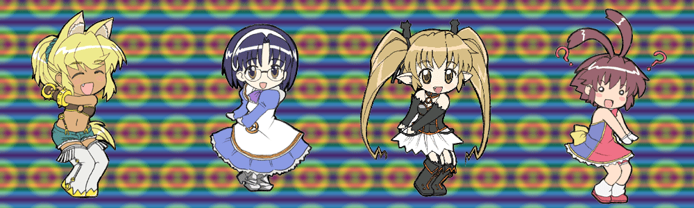 4girls, :d, ?, ^_^, aiko, aiko_(renkin_san-kyuu_magical_pokaan), animal_ears, animated