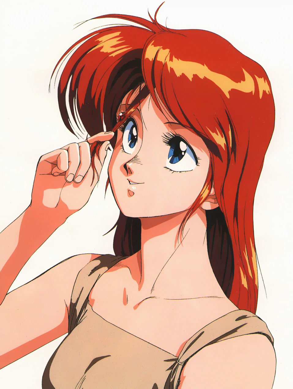 1girl, 80s, gall_force, hair_pull, highres, insect, ladybug, long_hair