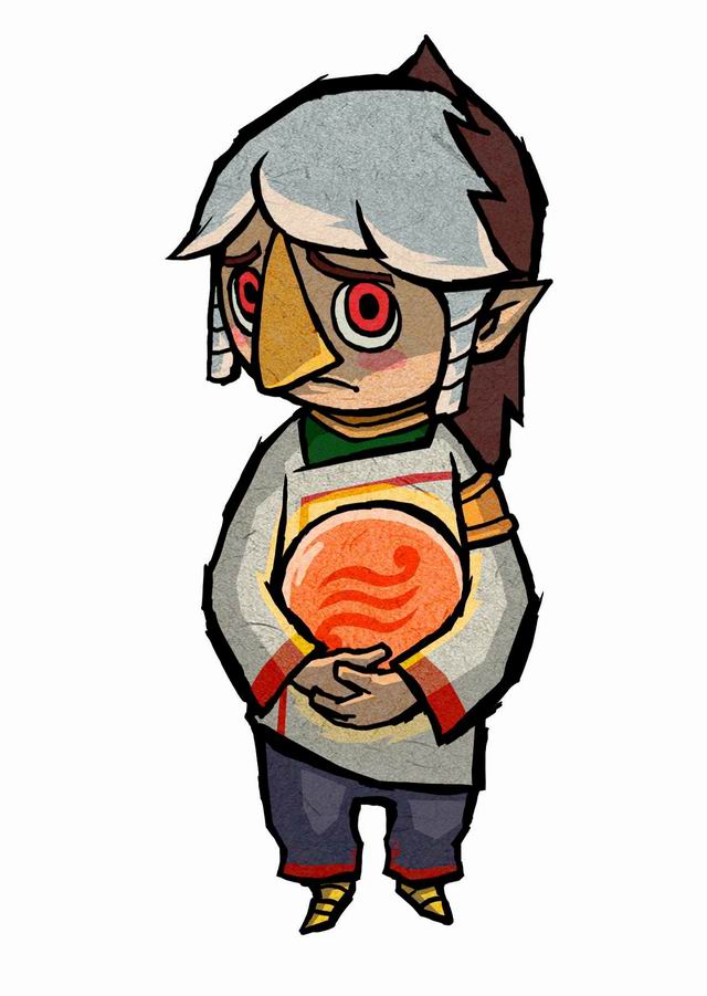 komali, multicolored_hair, nintendo, official_art, pointy_ears, red_eyes, rito, the_legend_of_zelda