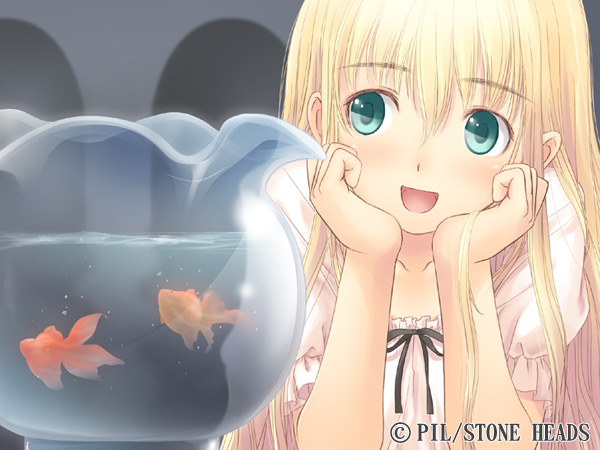blonde_hair, france_shoujo, game_cg, goldfish, green_eyes, shoujo, stone_heads, tagme, taka_tony